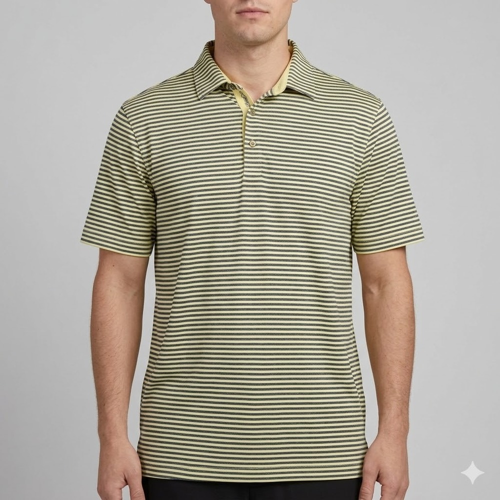 Bobby‎ Jones Shirt Mens Medium Yellow Striped Short Sleeve X-H2O Polo